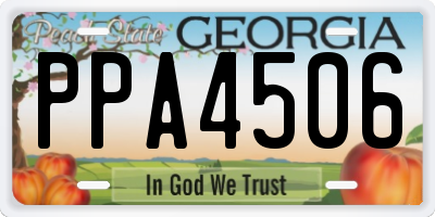 GA license plate PPA4506