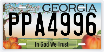 GA license plate PPA4996