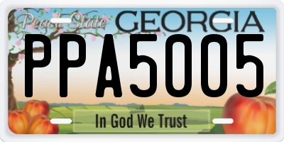 GA license plate PPA5005