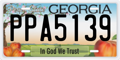 GA license plate PPA5139