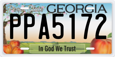GA license plate PPA5172