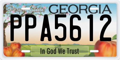 GA license plate PPA5612