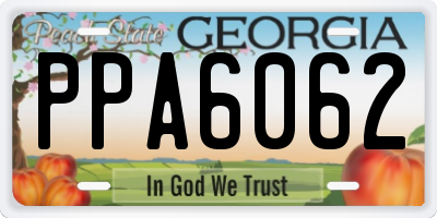 GA license plate PPA6062