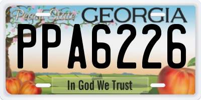GA license plate PPA6226