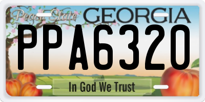 GA license plate PPA6320