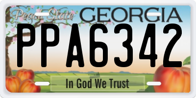 GA license plate PPA6342