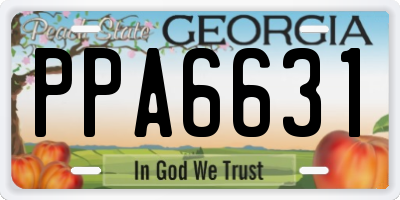 GA license plate PPA6631