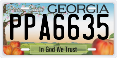 GA license plate PPA6635