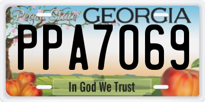 GA license plate PPA7069