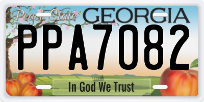 GA license plate PPA7082