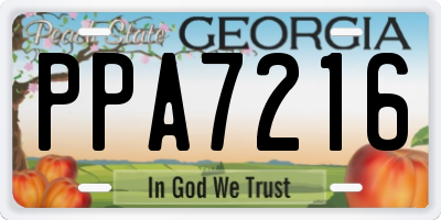 GA license plate PPA7216