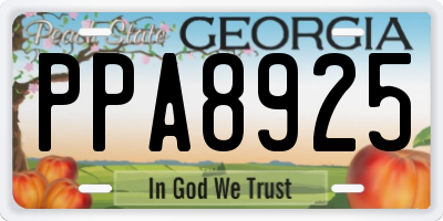 GA license plate PPA8925