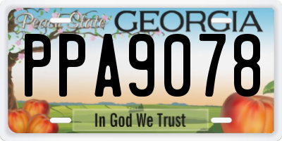 GA license plate PPA9078