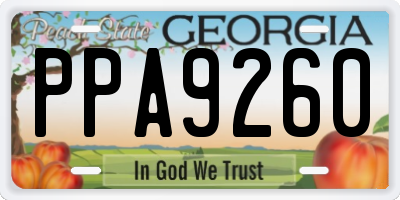 GA license plate PPA9260