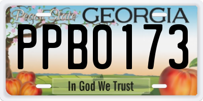 GA license plate PPB0173