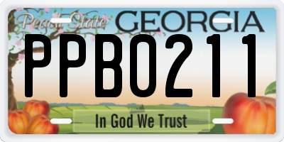 GA license plate PPB0211