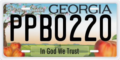GA license plate PPB0220