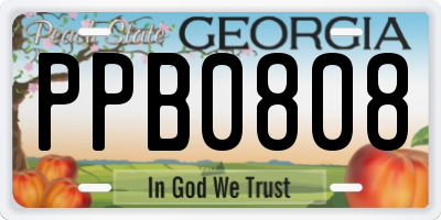GA license plate PPB0808