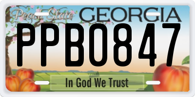 GA license plate PPB0847