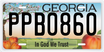 GA license plate PPB0860