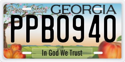 GA license plate PPB0940