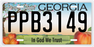 GA license plate PPB3149