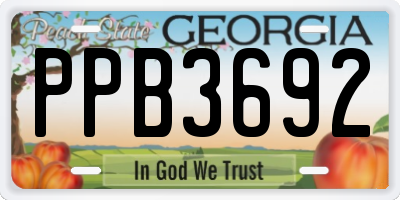 GA license plate PPB3692