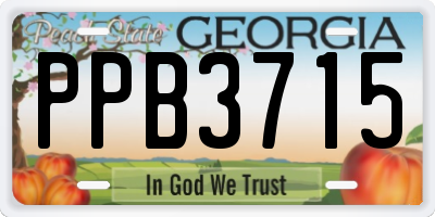 GA license plate PPB3715
