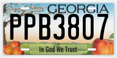 GA license plate PPB3807