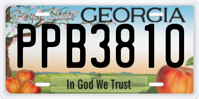 GA license plate PPB3810