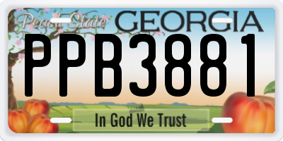 GA license plate PPB3881