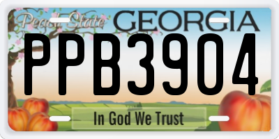 GA license plate PPB3904