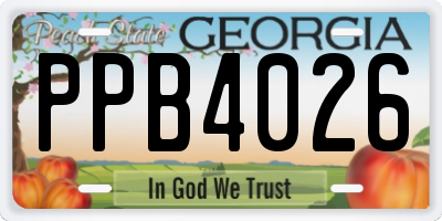 GA license plate PPB4026