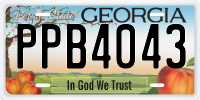 GA license plate PPB4043