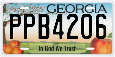 GA license plate PPB4206
