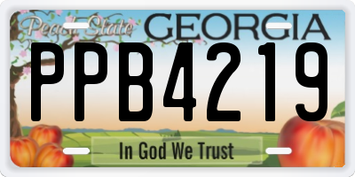 GA license plate PPB4219