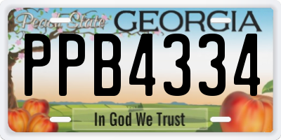 GA license plate PPB4334
