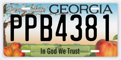 GA license plate PPB4381