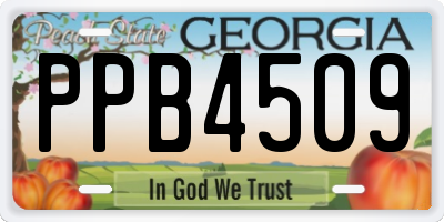 GA license plate PPB4509