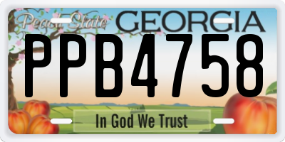 GA license plate PPB4758