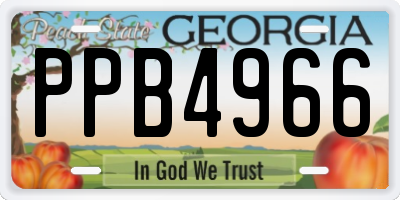 GA license plate PPB4966