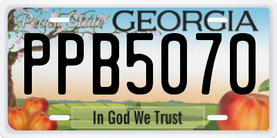GA license plate PPB5070