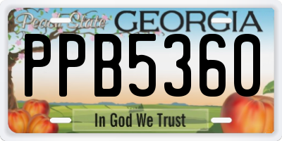 GA license plate PPB5360