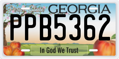 GA license plate PPB5362