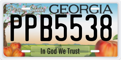 GA license plate PPB5538