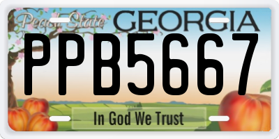 GA license plate PPB5667