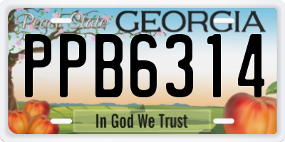 GA license plate PPB6314