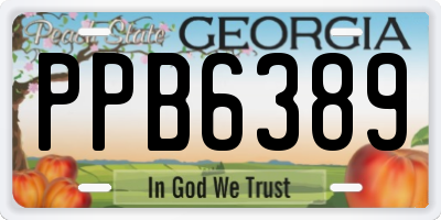 GA license plate PPB6389