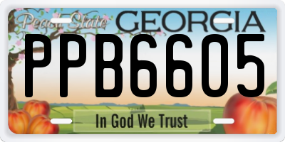 GA license plate PPB6605