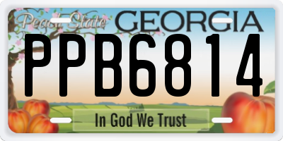 GA license plate PPB6814